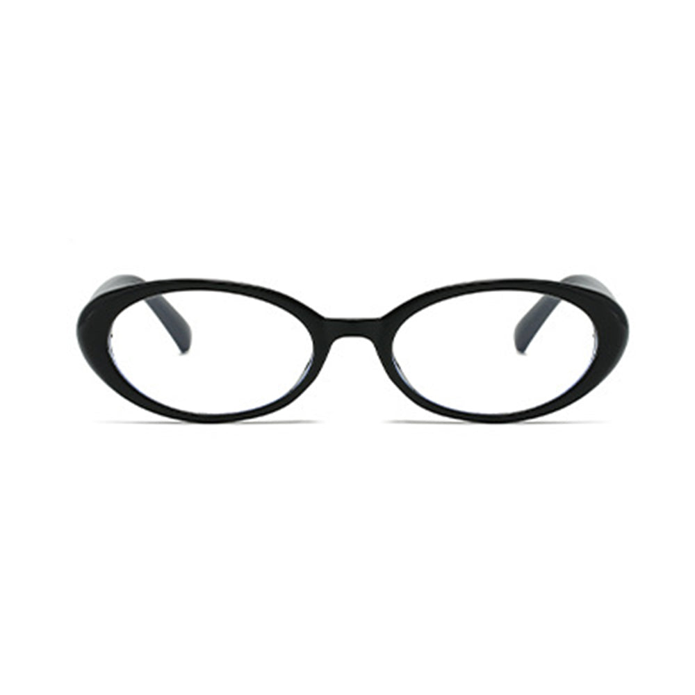 Oval Trendy Glasses with Gold Textured Temple Accent VK2342