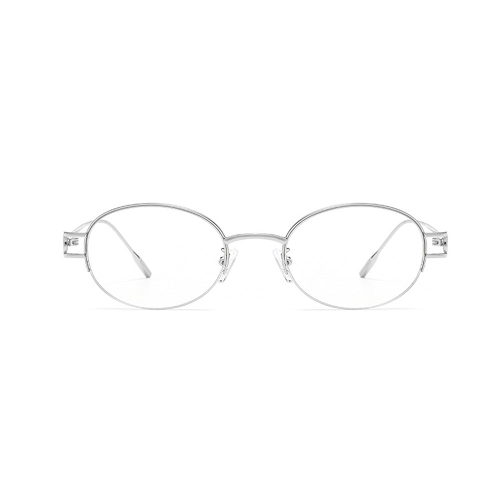 Oval Half-Rim Metal Eyeglasses VK2448