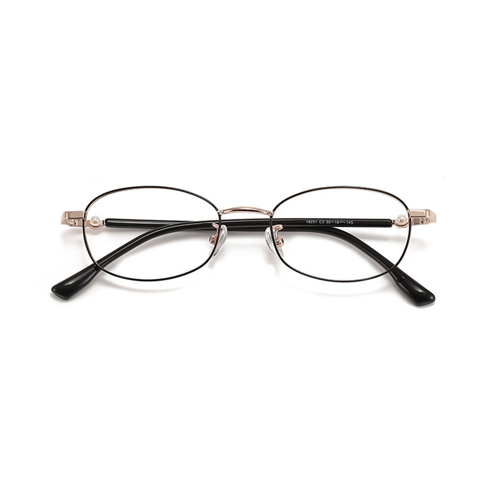 Metal Oval Prescription Glasses With Titanium Temple VK2123