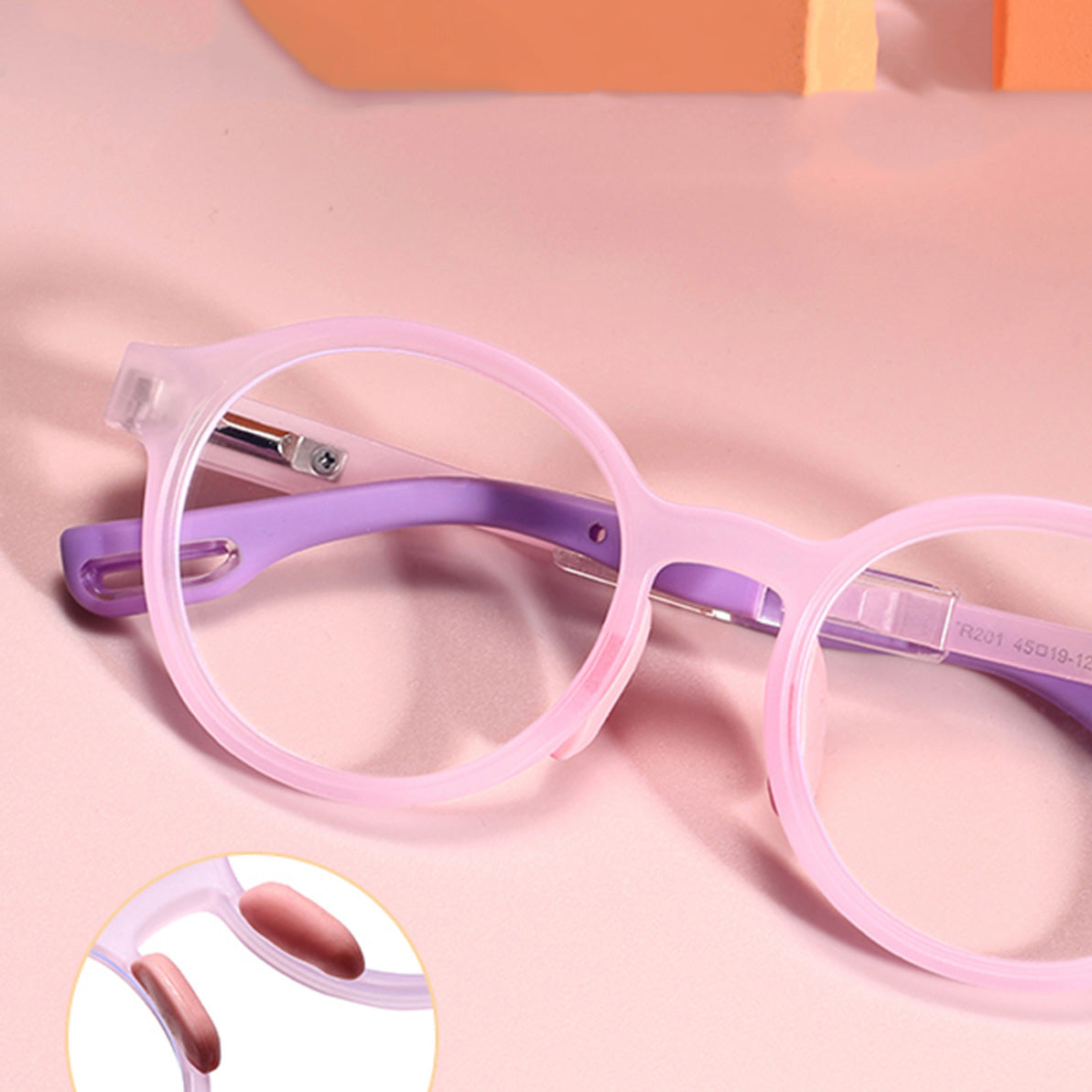 Kids Round Glasses with Spring Hinge Removable Nose Pads VK2134