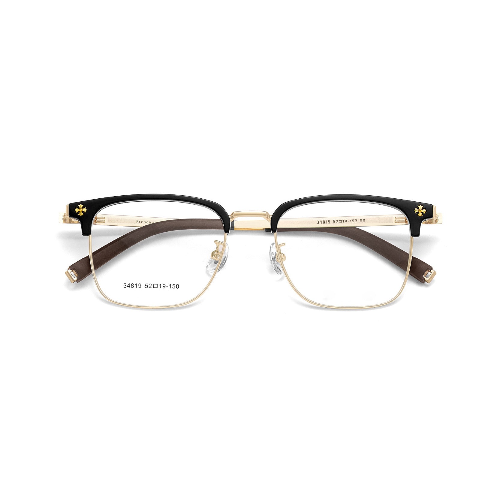 Light Luxury High-Grade Metal Browline Glasses Frame VK2183
