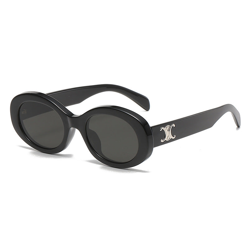 Stylish Oval Acetate Sunglasses with Prescription VK2288