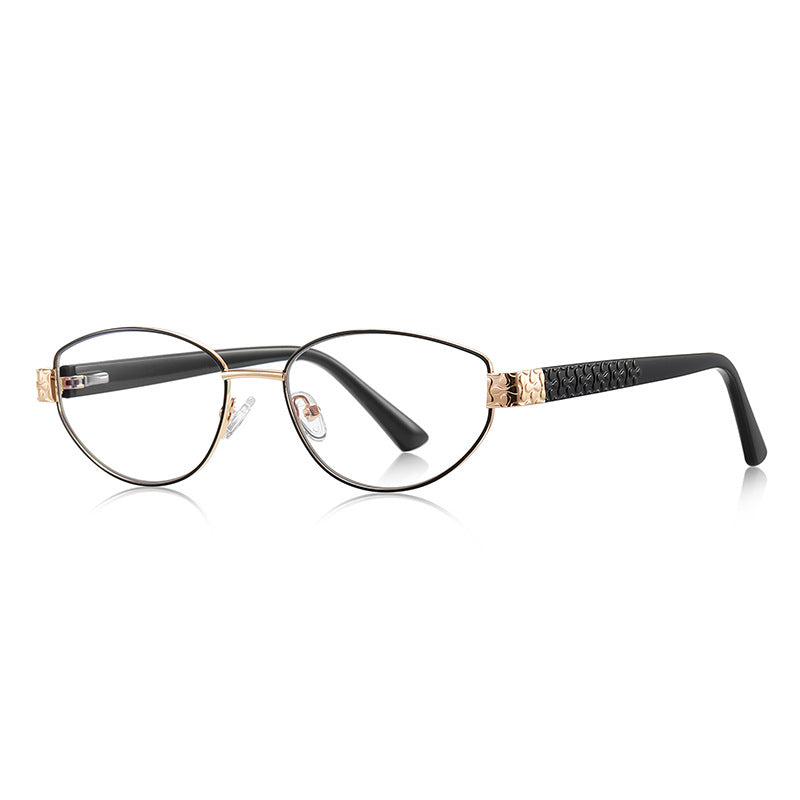 Elegant Metal Oval Glasses with Spring Hinges VK2311