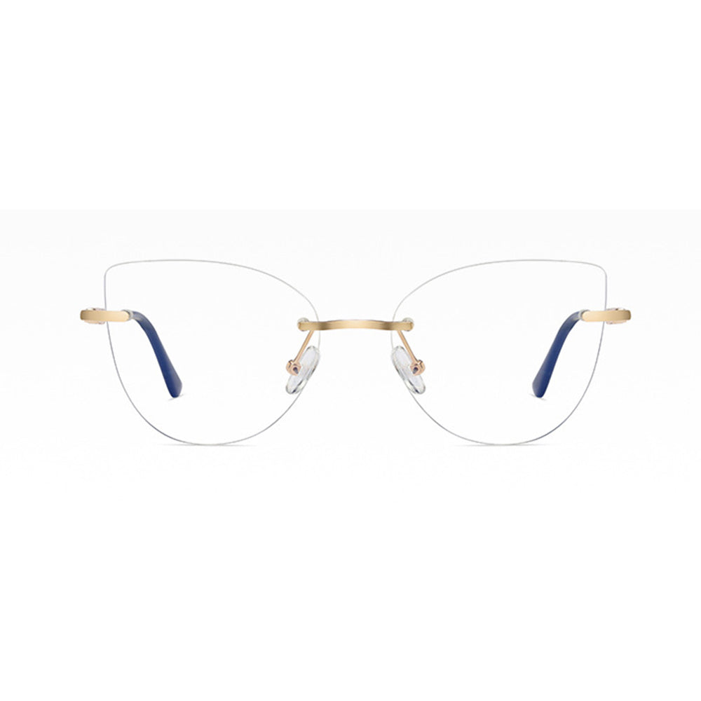 Rimless Cat-Eye Metal Glasses for Women VK2314