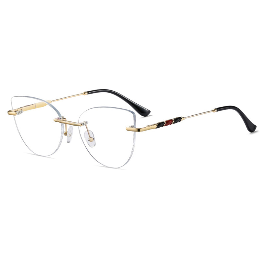Rimless Cat-Eye Metal Glasses for Women VK2314