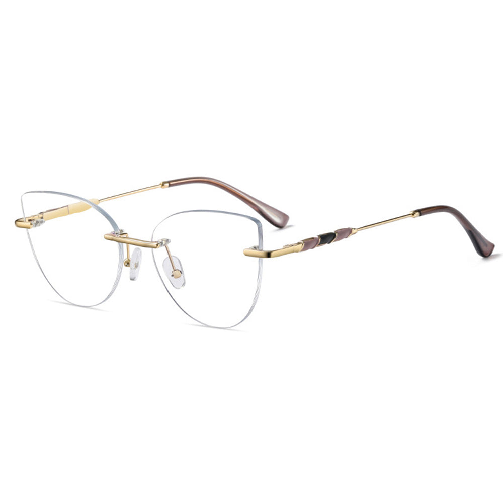 Rimless Cat-Eye Metal Glasses for Women VK2314