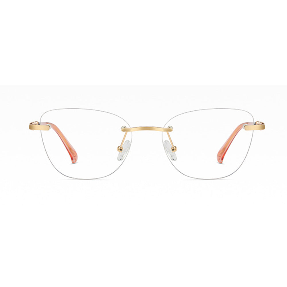 Rimless Cat-Eye Glasses for Women with Crystal Accents VK2328