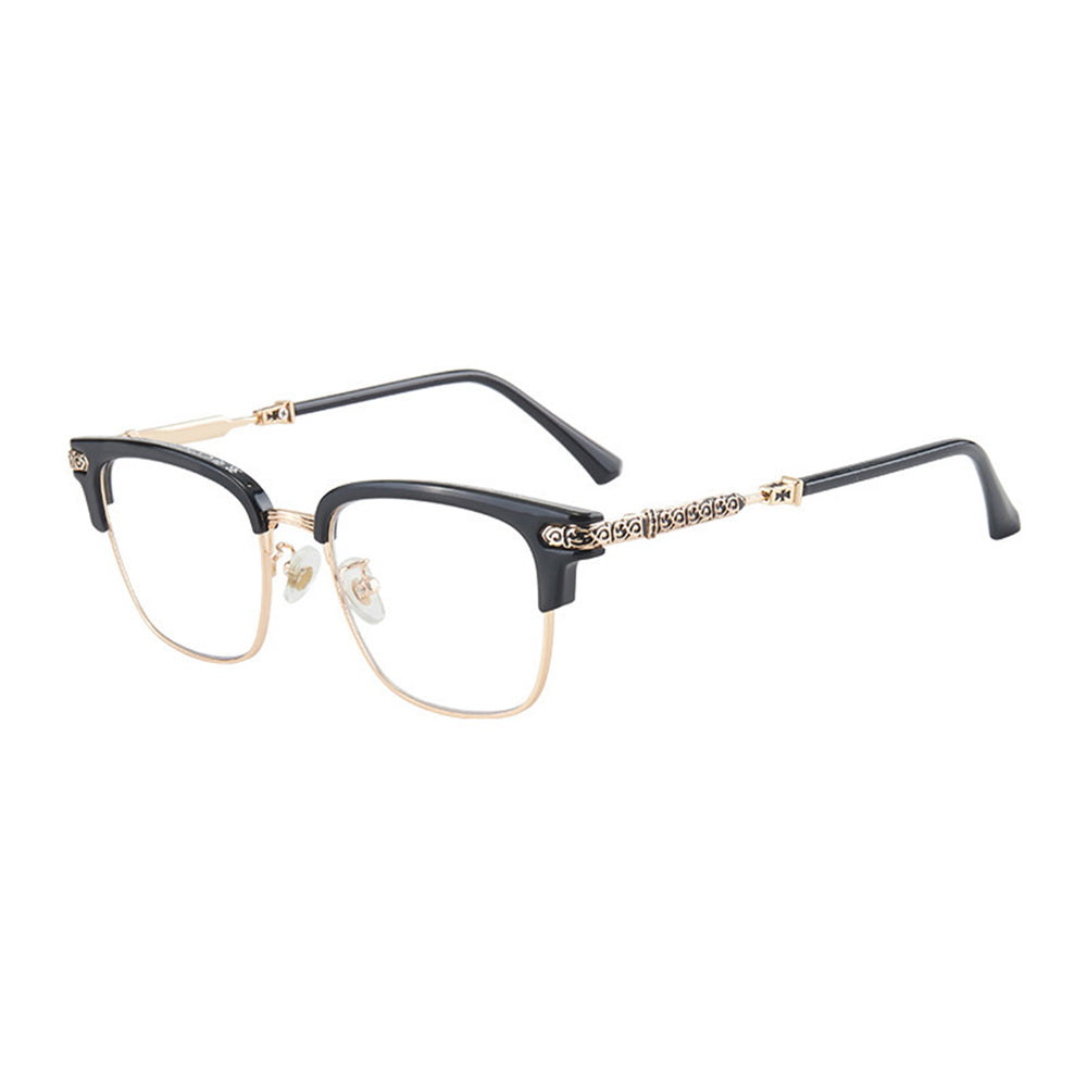 Vintage Browline Glasses with Engraved Metal Temples VK2339