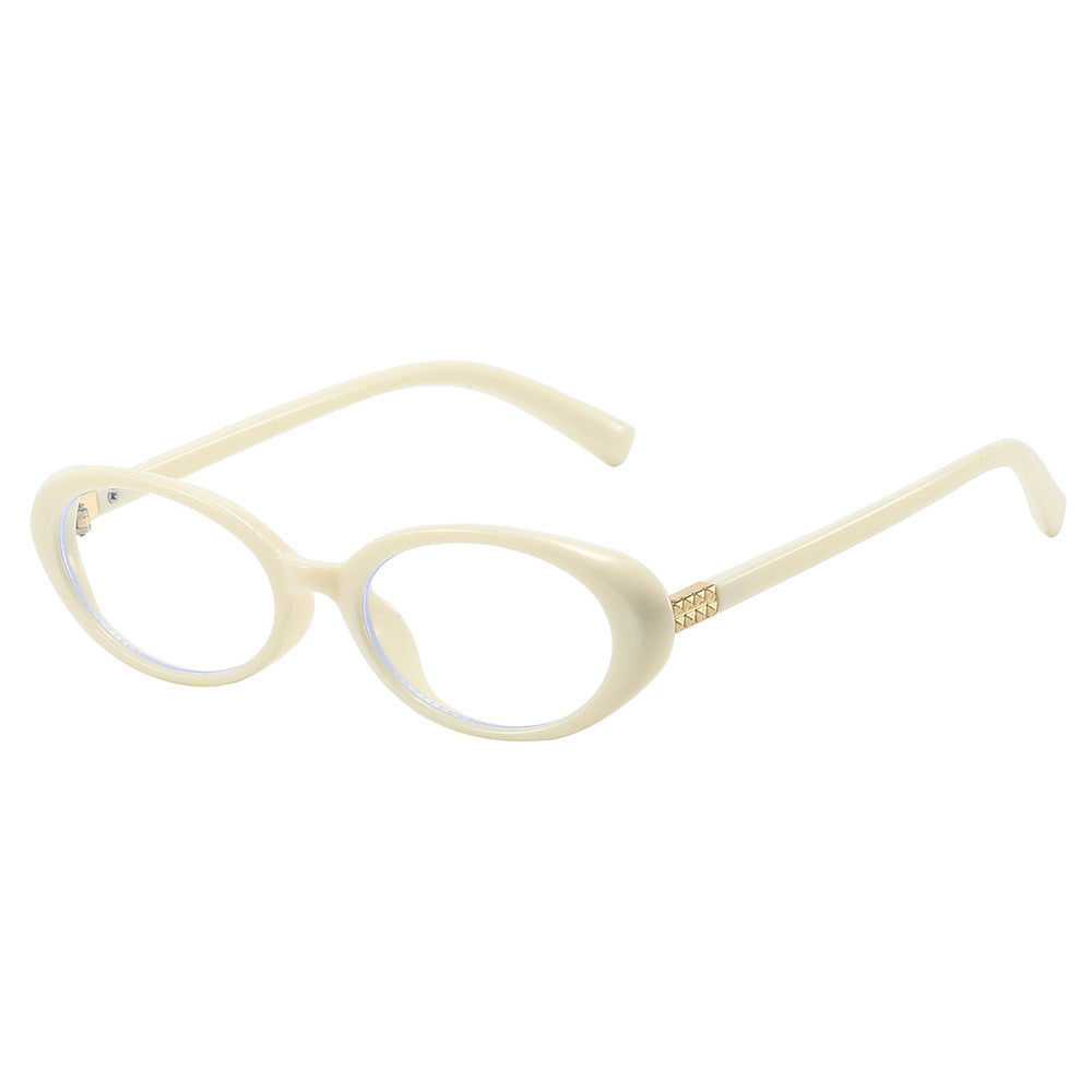Oval Trendy Glasses with Gold Textured Temple Accent VK2342