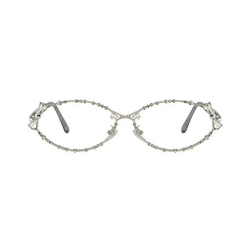 Oval Metal Eyeglasses with Crystal-Studded Frame VK2354