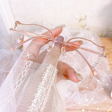 Lightweight Cute Cat-Eye Rimless Glasses for Women VK2361