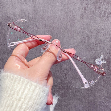 Rimless Pink Gradient Rabbit Glasses VK2365