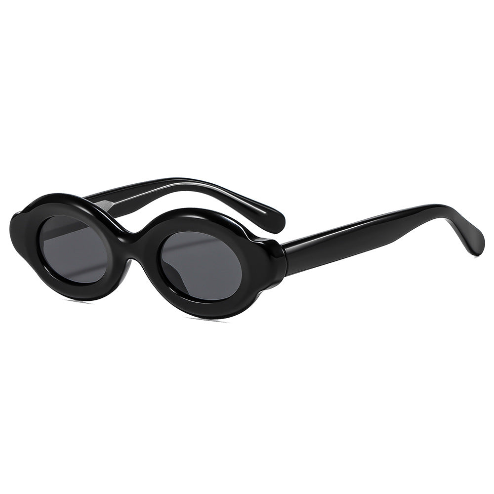 Retro Oval Thick-Frame Sunglasses VK2370