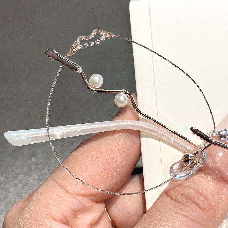 Elegant Rimless Cat-Eye Eyeglasses for Women VK2383