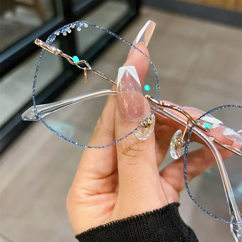Geometric Rimless Eyeglasses with Rhinestone Details VK2405