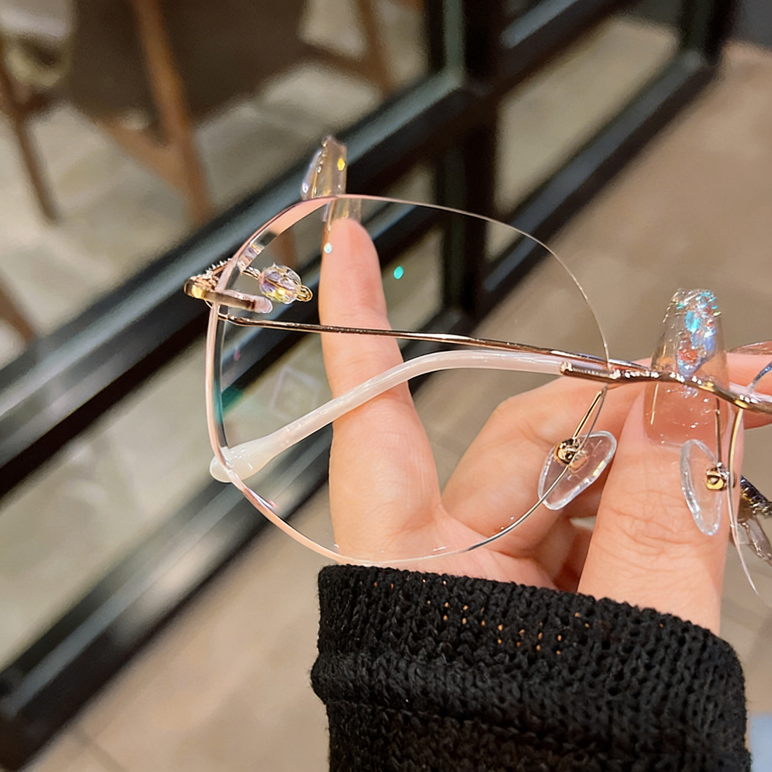 Geometric Rimless Cut-Edge Glasses VK2406