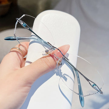 Irregular Rimless Cut-Edge Titanium Glasses VK2407