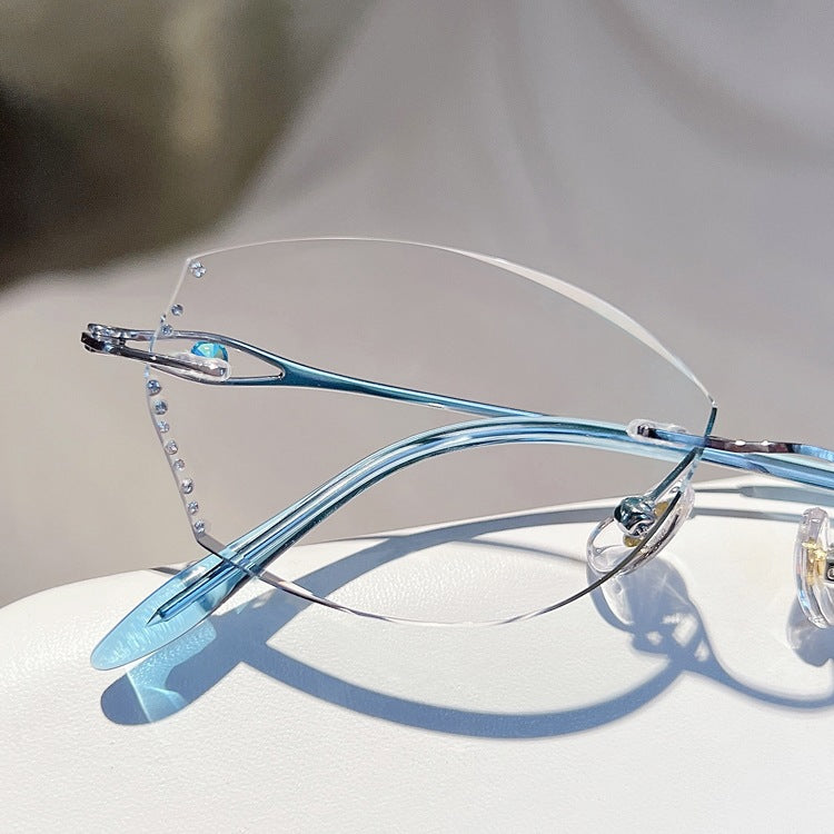 Irregular Rimless Cut-Edge Titanium Glasses VK2407