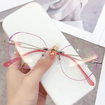 Rimless Cut Lens Glasses with Faceted Edge Detail VK2410