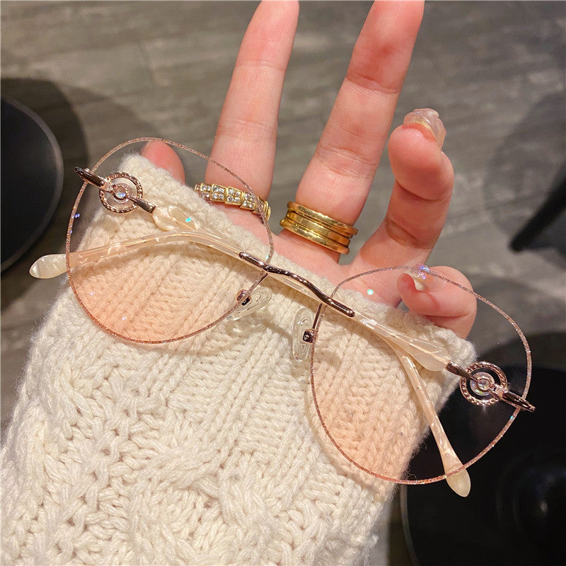 Rimless Glasses with Crystal Ring Temple Detail VK2411