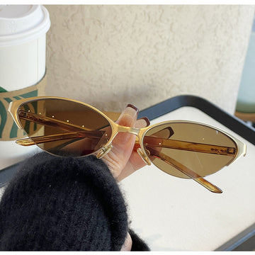 Vintage Metal Narrow Cat-Eye Sunglasses VK2422