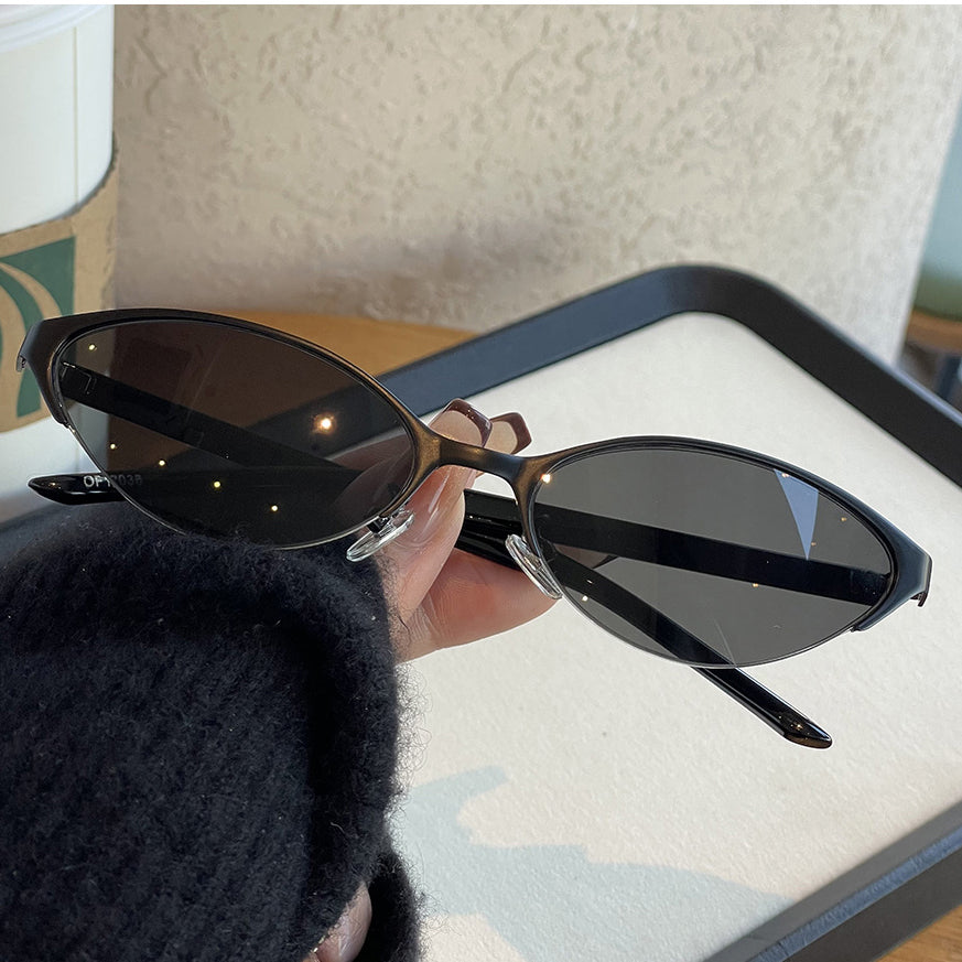 Vintage Metal Narrow Cat-Eye Sunglasses VK2422