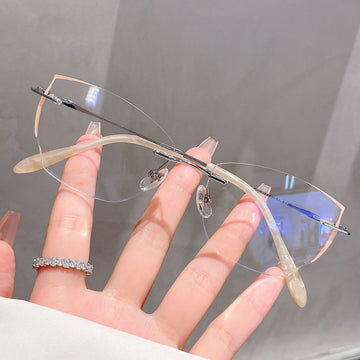 Women’s Cat-Eye Rimless Glasses Titanium Temple VK2426