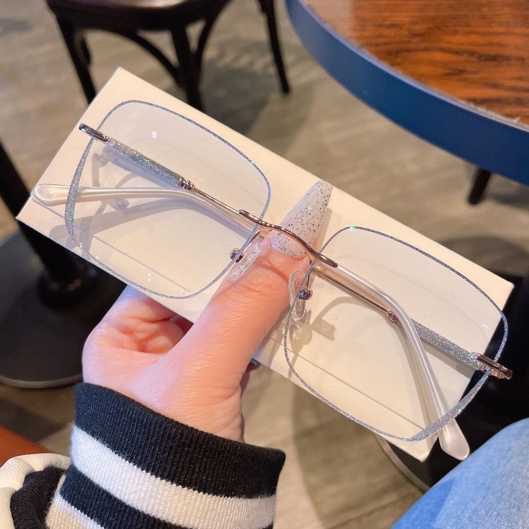 Rimless Glitter Inlaid Square Fashion Eyeglasses VK2429