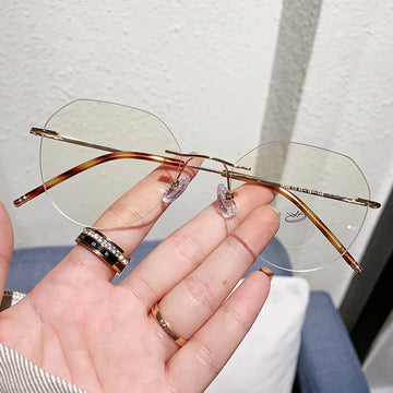 Rimless Geometric Ultra-Light Metal Eyeglasses VK2430