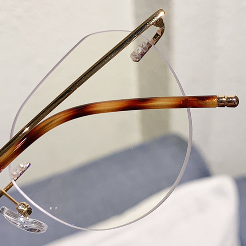 Rimless Geometric Ultra-Light Metal Eyeglasses VK2430