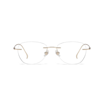 Lightweight Titanium Geometric Rimless Eyeglasses VK2447