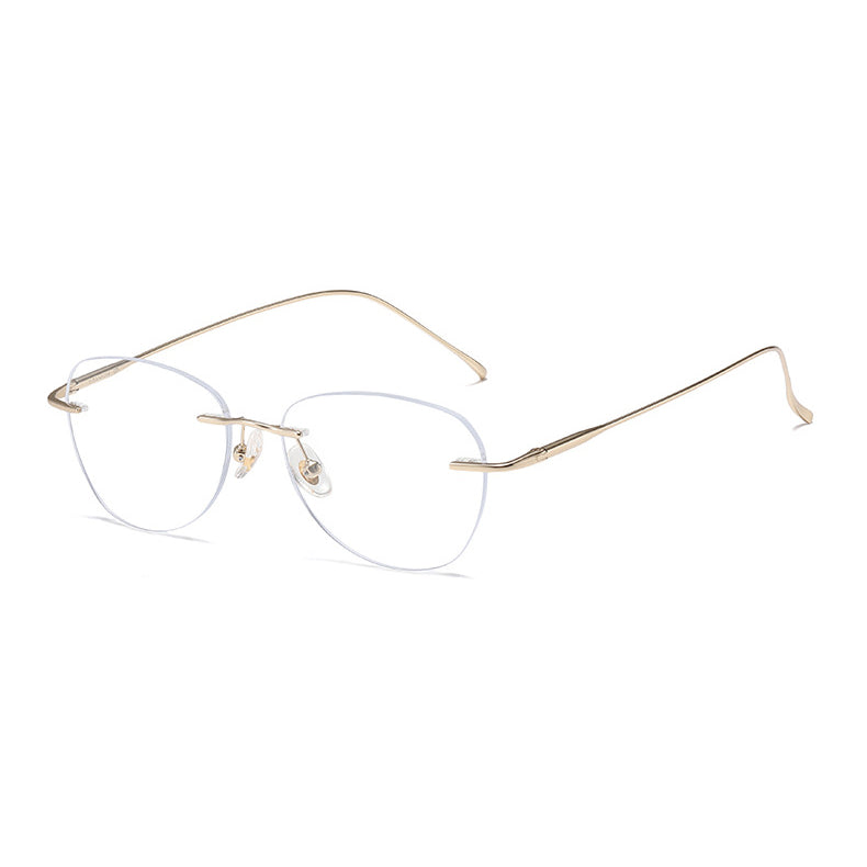 Lightweight Titanium Geometric Rimless Eyeglasses VK2447