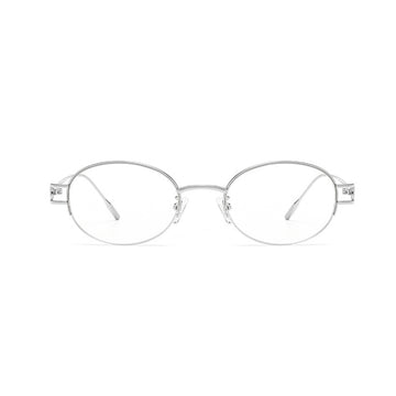 Oval Half-Rim Metal Eyeglasses VK2448