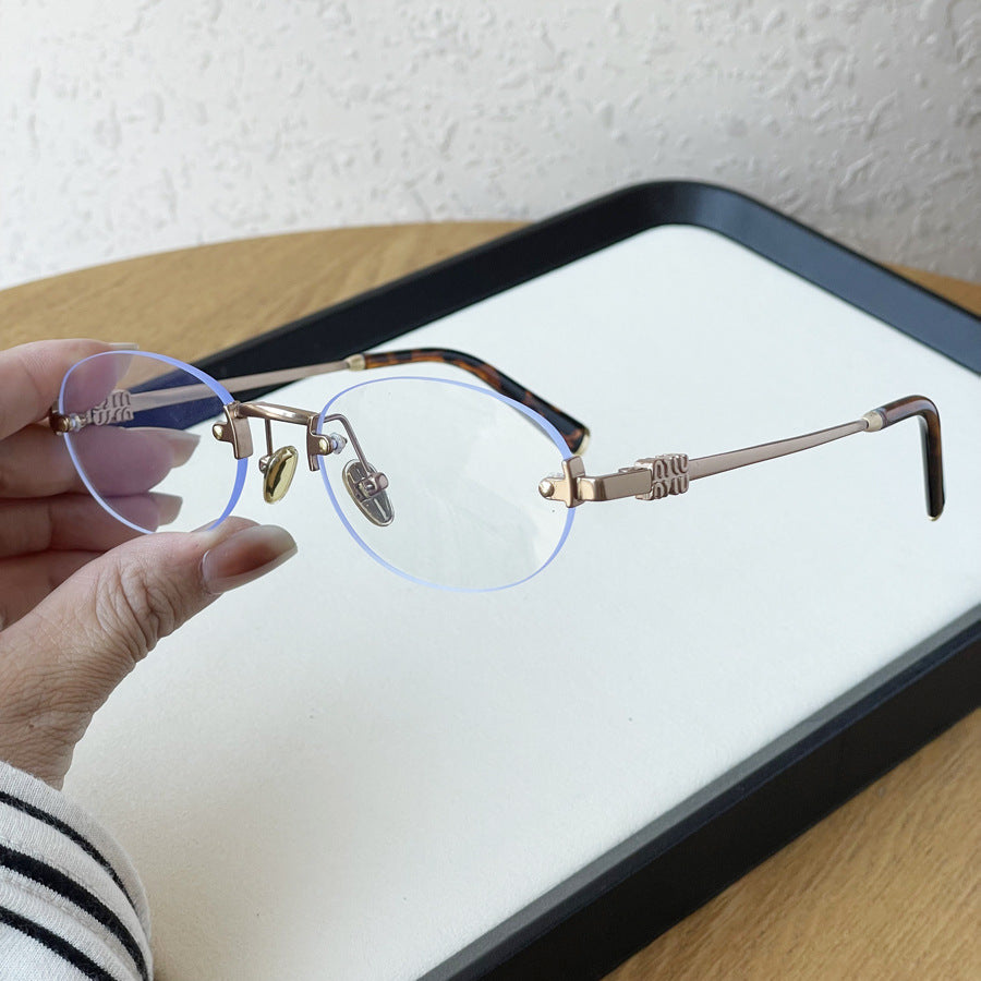 Stylish Rimless Oval Metal Glasses VK2455