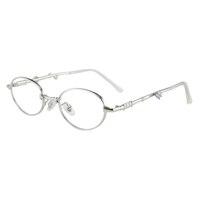 Chic Foldable Oval Metal Eyeglass Frames VK2470