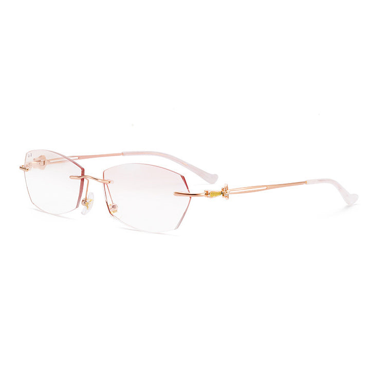 Elegant Rimless Cut Edge Eyeglasses for Women VK2471