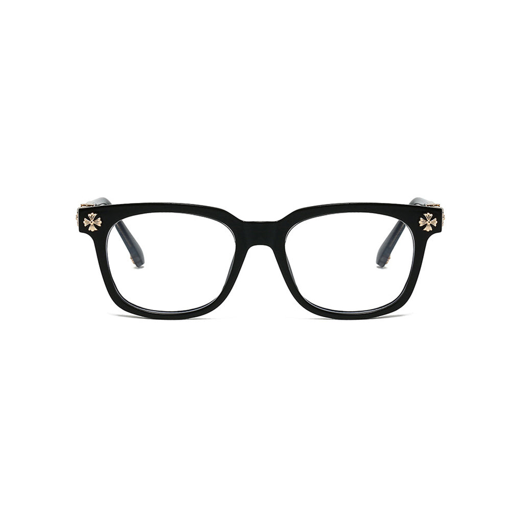 Cross Metal Decorated Temples Square Glasses VK2478
