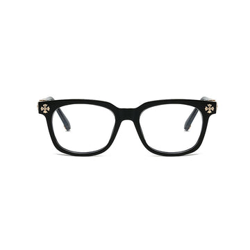 Cross Metal Decorated Temples Square Glasses VK2478