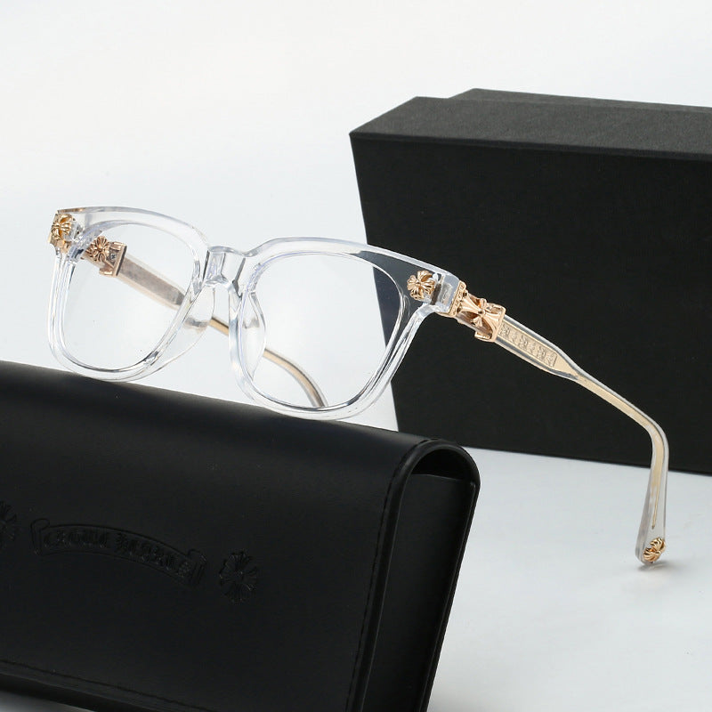 Cross Metal Decorated Temples Square Glasses VK2478
