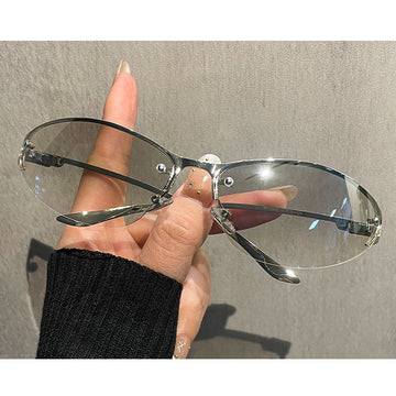 Half Rim Cat Eye Metal Sunglasses with Hollow Temple Hinges VK2482