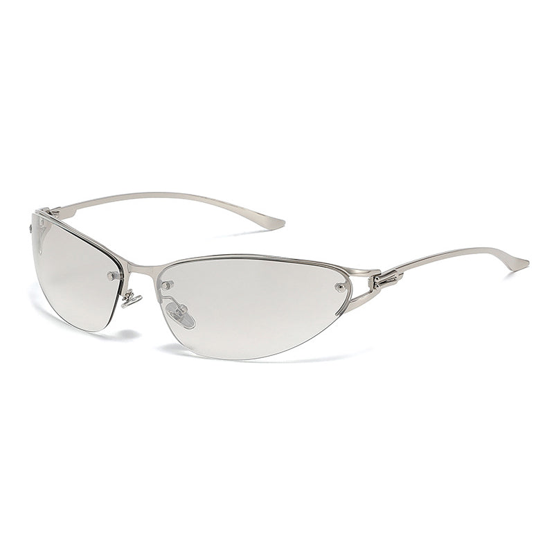 Half Rim Cat Eye Metal Sunglasses with Hollow Temple Hinges VK2482
