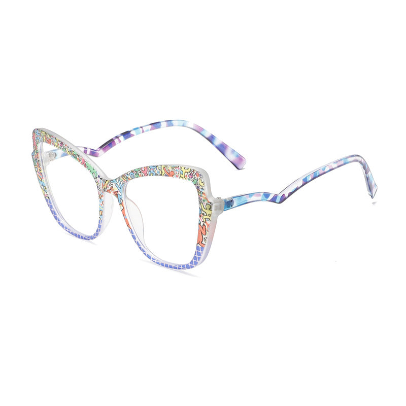 Graffiti Print Cat Eye Eyeglasses for Women VK2530
